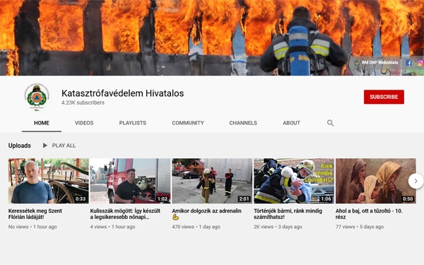 Megújult a katasztrófavédelem YouTube csatornája